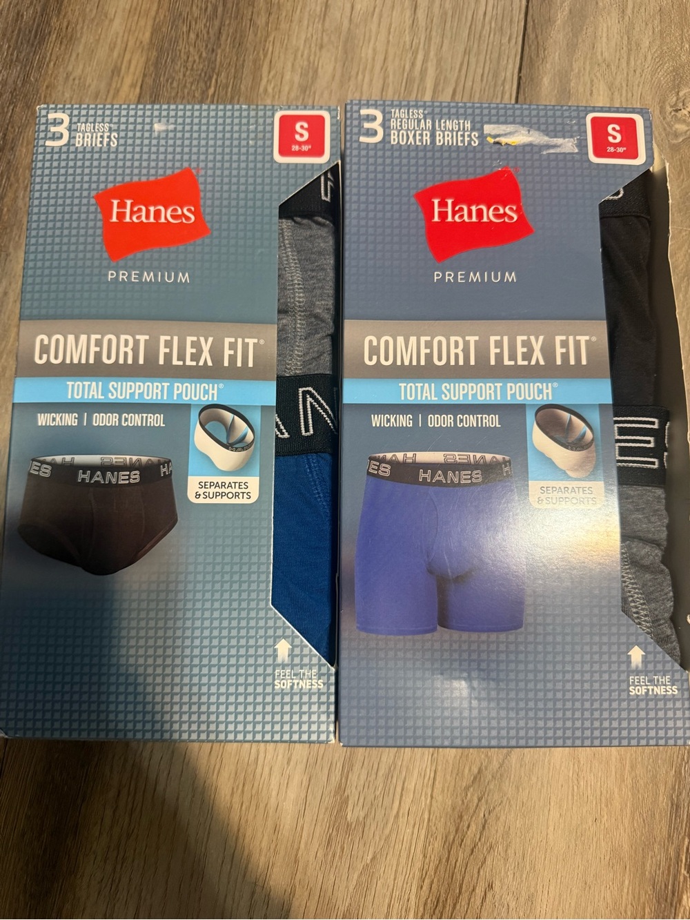 Hanes Comfort Flex Fit Boxer Briefs - Blue & Black BUNDLE